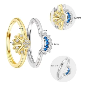 Sun and Moon Adjustable Rings for Women
