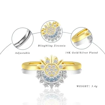 Sun and Moon Adjustable Rings for Women