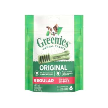 Greenies Original Regular Natural Dental Care Dog Treats, 6 oz. Pack (6 Treats)