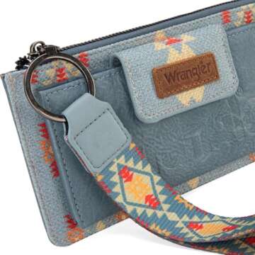 Wrangler Wallets for Women Western Women Purse Boho Aztec Clutch Wristlet Wallet with Double Layer C...