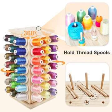New brothread 84 Spools Rotating Wooden Thread Rack