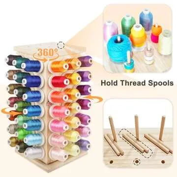 New brothread 84 Spools Rotating Wooden Thread Rack