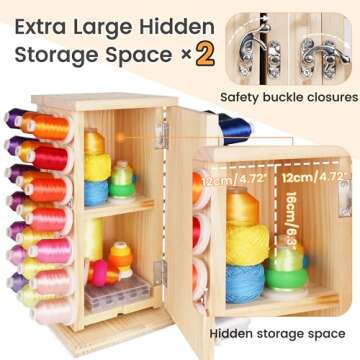 New brothread 84 Spools Rotating Wooden Thread Rack