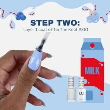 DND Gel Polish Set, Blue Collection, UV/LED Gel Polish and Air Dry Nail Lacquer, Matching Chip-Free Polish Duo, 574 Blue Bell, 0.5 Fl Oz