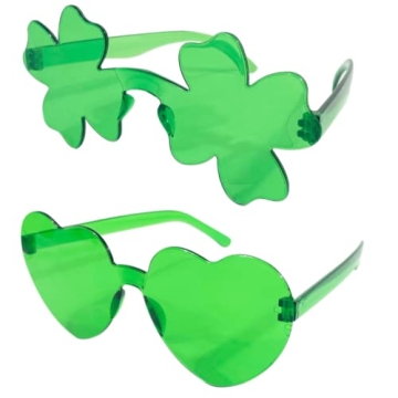 4E's Novelty 2 Pack Shamrock Glasses - Stylish St Patrick's Day Sunglasses for All Ages
