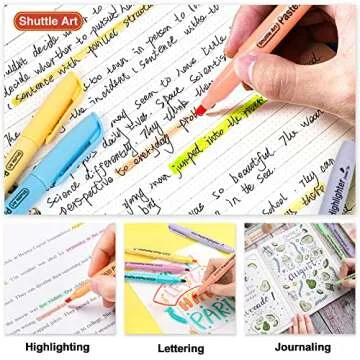 Shuttle Art Highlighters, 15 Colors Pastel Highlighter Pens Assorted Colors, Chisel Tip Dry-Quickly Non-Toxic Highlighter Markers for Adults Kids Highlighting in the Home School Office