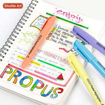 Shuttle Art Highlighters, 15 Colors Pastel Highlighter Pens Assorted Colors, Chisel Tip Dry-Quickly Non-Toxic Highlighter Markers for Adults Kids Highlighting in the Home School Office