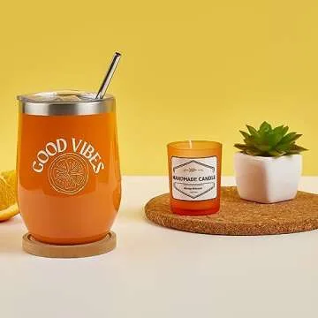 Sunny&Wise Care Package For Women, Self Care Gifts for Women, Get Well Gifts For Women After Surgery, Orange Fruit Themed, Thinking of You Gifts for Women with 12 Oz Good Vibes Tumbler