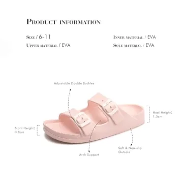 FUNKYMONKEY Women's Comfort Slides Adjustable Sandals