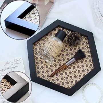 Hexagon Premium Rattan hometray, Serving Tray, Rattan Food Tray, Handmade Rattan Tray, Coffee Tray, ...