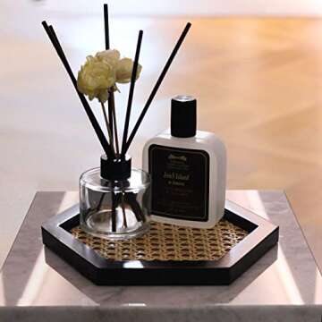 Hexagon Premium Rattan hometray, Serving Tray, Rattan Food Tray, Handmade Rattan Tray, Coffee Tray, Tray Hexagonal, Accessory Trays, Jewelry Tray, Decorate Tray (Black)