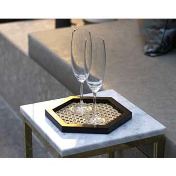 Hexagon Premium Rattan hometray, Serving Tray, Rattan Food Tray, Handmade Rattan Tray, Coffee Tray, Tray Hexagonal, Accessory Trays, Jewelry Tray, Decorate Tray (Black)