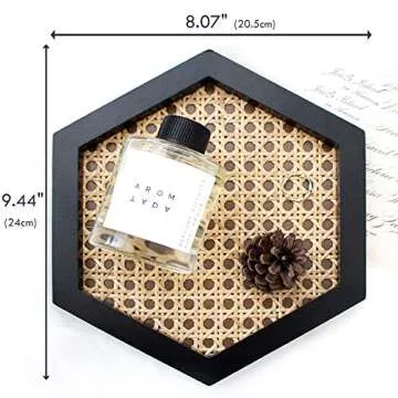 Hexagon Premium Rattan hometray, Serving Tray, Rattan Food Tray, Handmade Rattan Tray, Coffee Tray, Tray Hexagonal, Accessory Trays, Jewelry Tray, Decorate Tray (Black)