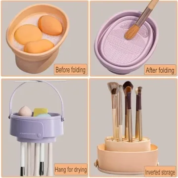 3-in-1 Makeup Brush Cleaner Mat - Foldable Silicone Scrubber