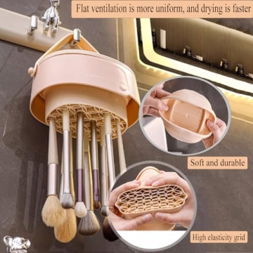 3-in-1 Makeup Brush Cleaner Mat - Foldable Silicone Scrubber