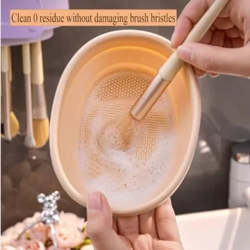 3-in-1 Makeup Brush Cleaner Mat - Foldable Silicone Scrubber