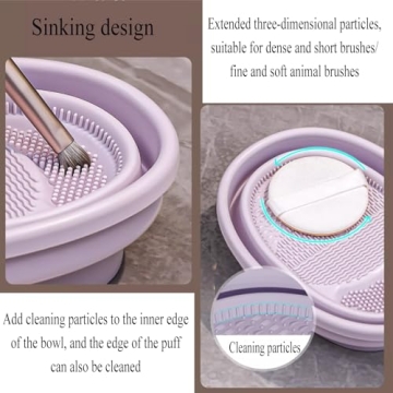 3-in-1 Makeup Brush Cleaner Mat - Foldable Silicone Scrubber