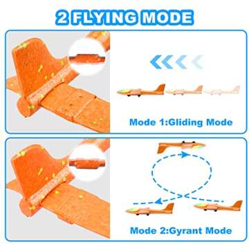 Fuwidvia 4 Pack Airplane Launcher Toys, 2 Flight Modes LED Foam Plane Toy for Boys, Outdoor Flying Toys Birthday Gifts for Boys Girl 4 5 6 7 8 9 10 11 12 Year Old