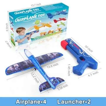 Fuwidvia 4 Pack Airplane Launcher Toys, 2 Flight Modes LED Foam Plane Toy for Boys, Outdoor Flying Toys Birthday Gifts for Boys Girl 4 5 6 7 8 9 10 11 12 Year Old