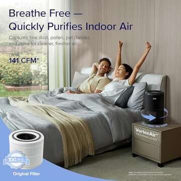 LEVOIT Air Purifier for Home Allergies Pets Hair in Bedroom, Covers Up to 1095 ft² by 45W High Torq...