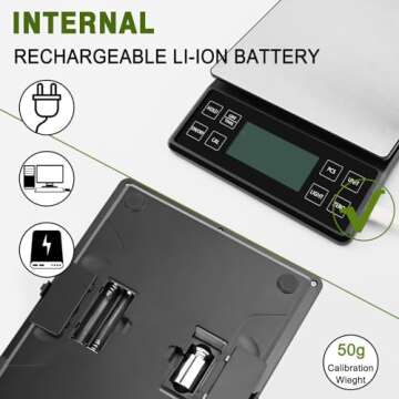 NEXT-SHINE Food Kitchen Scale Rechargeable, 5kg/11lb Digital Large Scale with LCD Backlit Display and Protective Tray, Accuracy 0.1g for Baking Cooking Meal Prep, 304 Stainless Steel Weighing Platform