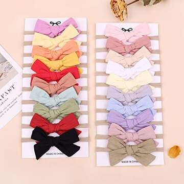 20pcs Baby Girls Cotton Hair Bows Headbands Nylon Hair Bands Elastic Hair Accessories for Newborn Kids Infants Toddlers