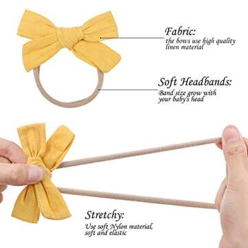 20pcs Baby Girls Cotton Hair Bows Headbands Nylon Hair Bands Elastic Hair Accessories for Newborn Kids Infants Toddlers