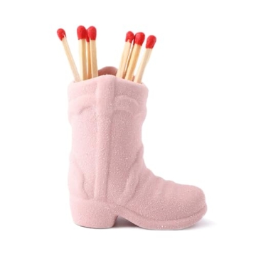 Cowboy Boot Match Holder, Ceramic Match Box for All Matches, Match Jar for Bathroom, Kitchen, Cute M...