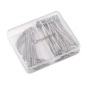 Dreamlover 90 Pieces Hand Sewing Needles for Making Wigs, Straight T Wig Pins for Mannequin Head, C Curved Needles for Leather Sewing, I Shaped Cross Stitch Needles, J Shaped Weaving Needles
