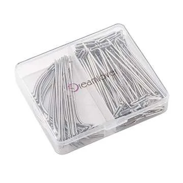 Dreamlover 90 Pieces Hand Sewing Needles for Making Wigs, Straight T Wig Pins for Mannequin Head, C Curved Needles for Leather Sewing, I Shaped Cross Stitch Needles, J Shaped Weaving Needles