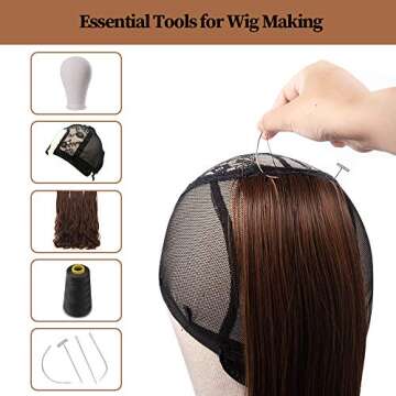 Dreamlover 90 Pieces Hand Sewing Needles for Making Wigs, Straight T Wig Pins for Mannequin Head, C Curved Needles for Leather Sewing, I Shaped Cross Stitch Needles, J Shaped Weaving Needles