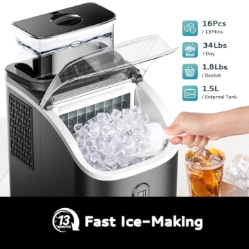 EUHOMY Ice Maker Machine - 34L, Quick and Easy