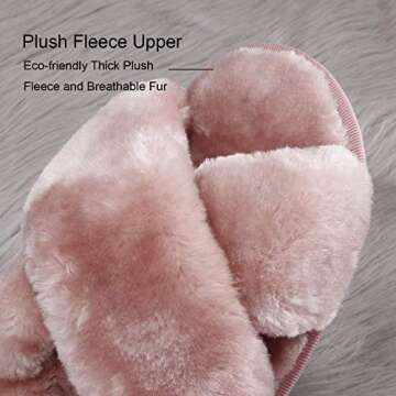 Slipper Shoes for Women Cross Open Toe Fuzzy Fluffy House Slip On Breathable House Indoor Slippers Pink 8-9