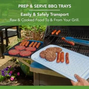 Tovolo Prep & Serve BBQ Trays Set of 2 (Large - Black/White) - Serving Trays for Kitchen, Grill, Meal Prep, Smoker, Griddle, Barbeque, & More/BPA-Free & Dishwasher-Safe