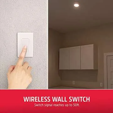 Energizer LED Ceiling Light Fixture, Battery Operated, Wireless Wall Switch Remote, 200 Lumens, Ceiling Light No Electricity, Perfect for Closets, Laundry Room, Garage, and More, 47485-T2