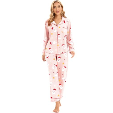LUBOT Christmas Pajamas 100% Cotton Women Pajama Set