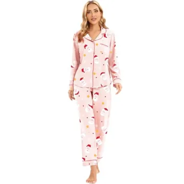 LUBOT Christmas Pajamas 100% Cotton Women Pajama Set
