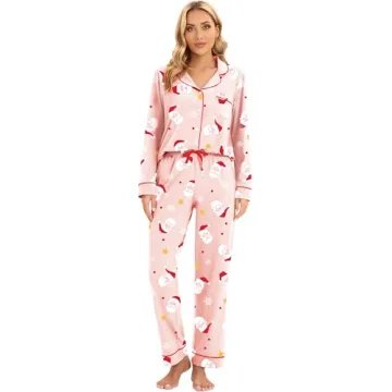 LUBOT Christmas Pajamas 100% Cotton Women Pajama Set