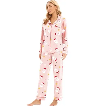 LUBOT Christmas Pajamas 100% Cotton Women Pajama Set