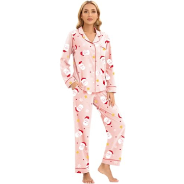 LUBOT Christmas Pajamas 100% Cotton Women Pajama Set