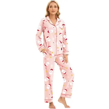 LUBOT Christmas Pajamas 100% Cotton Women Pajama Set