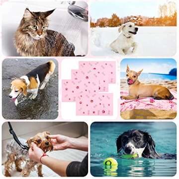 Chumia 4 Pcs Dog Towels for Drying Dog Puppy Bulk Microfiber Absorbent Paw Towel Pet Bathing Supplie...