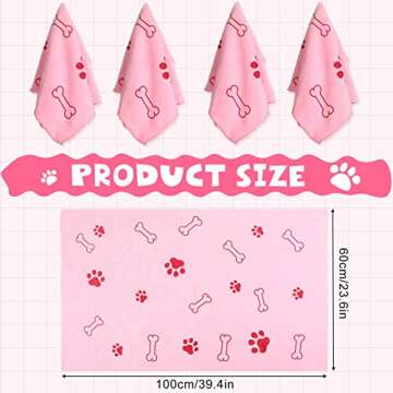 Chumia 4 Pcs Dog Towels for Drying Dog Puppy Bulk Microfiber Absorbent Paw Towel Pet Bathing Supplies Quick Drying for Medium Cats Pets Shower(24 x 40 Inch,Pink)