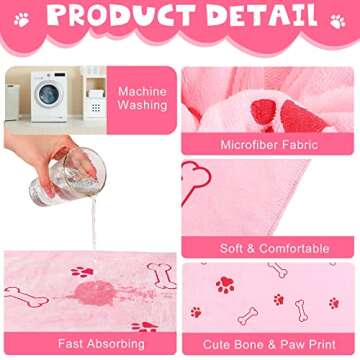 Chumia 4 Pcs Dog Towels for Drying Dog Puppy Bulk Microfiber Absorbent Paw Towel Pet Bathing Supplies Quick Drying for Medium Cats Pets Shower(24 x 40 Inch,Pink)