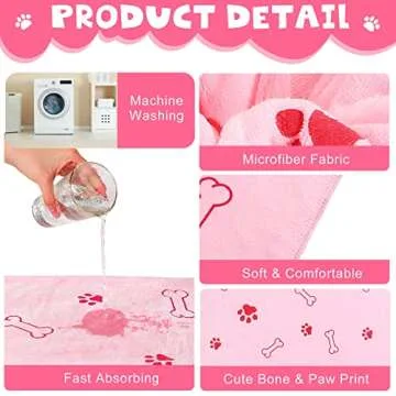 Chumia 4 Pcs Dog Towels for Drying Dog Puppy Bulk Microfiber Absorbent Paw Towel Pet Bathing Supplies Quick Drying for Medium Cats Pets Shower(24 x 40 Inch,Pink)