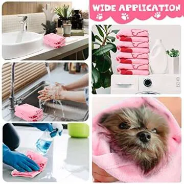 Chumia 4 Pcs Dog Towels for Drying Dog Puppy Bulk Microfiber Absorbent Paw Towel Pet Bathing Supplies Quick Drying for Medium Cats Pets Shower(24 x 40 Inch,Pink)