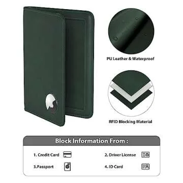 Stouchi Passport Holder with AirTag Slot for Travelers