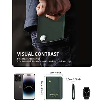 Stouchi Passport Holder with AirTag Slot for Travelers