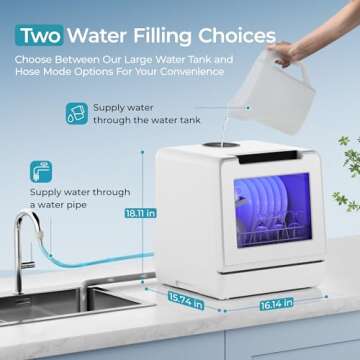 Euhomy Portable Dishwasher with 8 Programs & 5L Water Tank