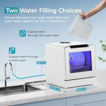 Euhomy Portable Dishwasher with 8 Programs & 5L Water Tank